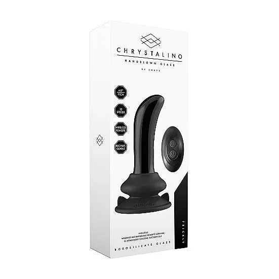 Female Sex Toys Chrystalino Prickly Glass Vibrator With Suction Cup and Remote Rechargeable