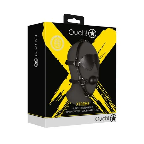 Ouch Blindfolded Head Harness w Solid Ball Gag NNN Retail Ltd Male Sex Toys