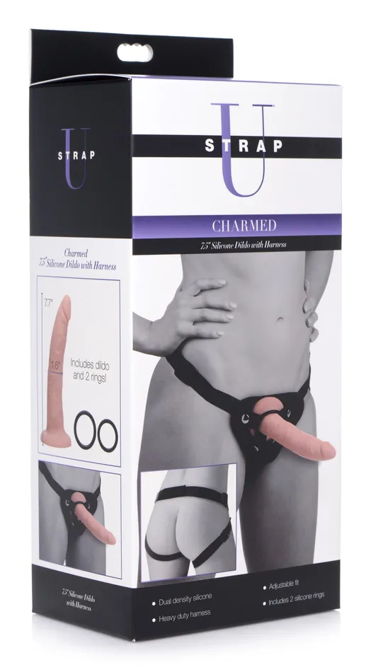 Charmed 75 Inch Silicone Dildo with Harness Strap U Female Sex Toys Charmed 75 Inch Silicone Dildo with Harness Strap U Female Sex Toys