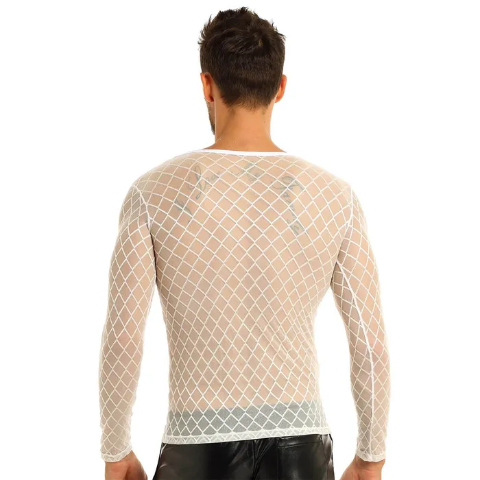 EVEs SECRETS Sexy Transparent Mens Clothing TightFitting TShirt With Long Sleeve Male Erotic Outfits Male Sex Toys