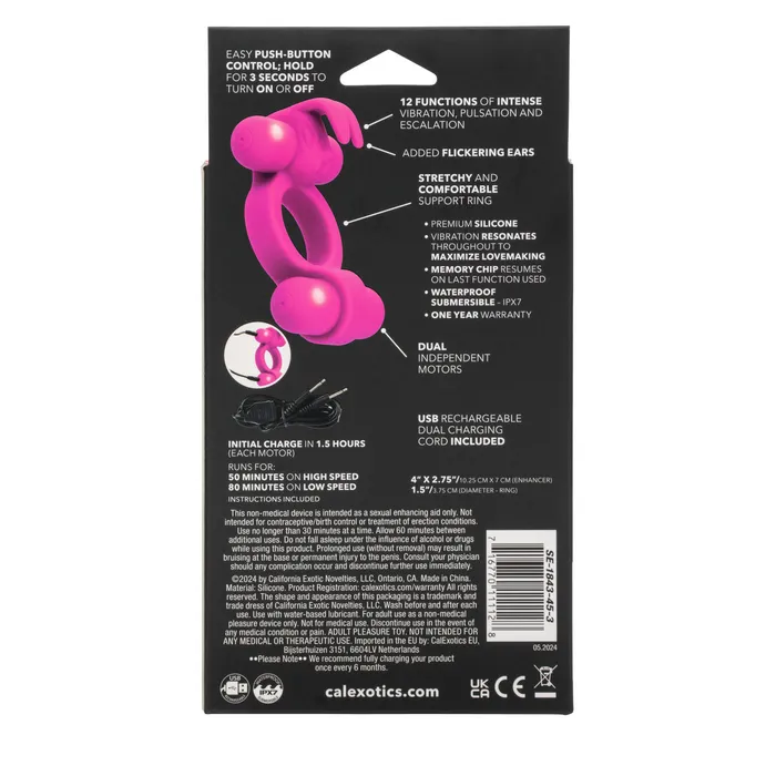 Male Sex Toys CalExotics Silicone Rechargeable Rockin Rabbit Cock Ring