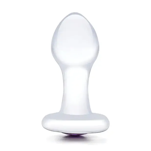 Anal glas Glas 35 in Bling Bling Glass Butt Plug with Purple Gem Base Anal glas Glas 35 in Bling Bling Glass Butt Plug with Purple Gem Base