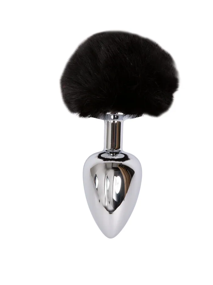 Anal HonourSkintwocom Medium Silver Butt Plug with Black Tail Anal HonourSkintwocom Medium Silver Butt Plug with Black Tail