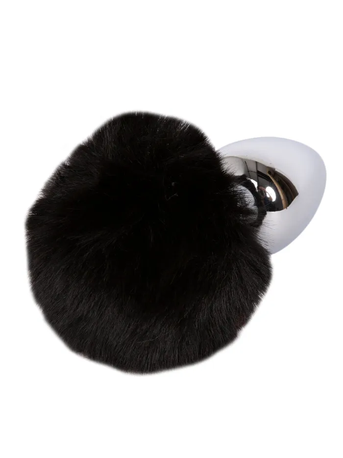Anal HonourSkintwocom Medium Silver Butt Plug with Black Tail Anal HonourSkintwocom Medium Silver Butt Plug with Black Tail