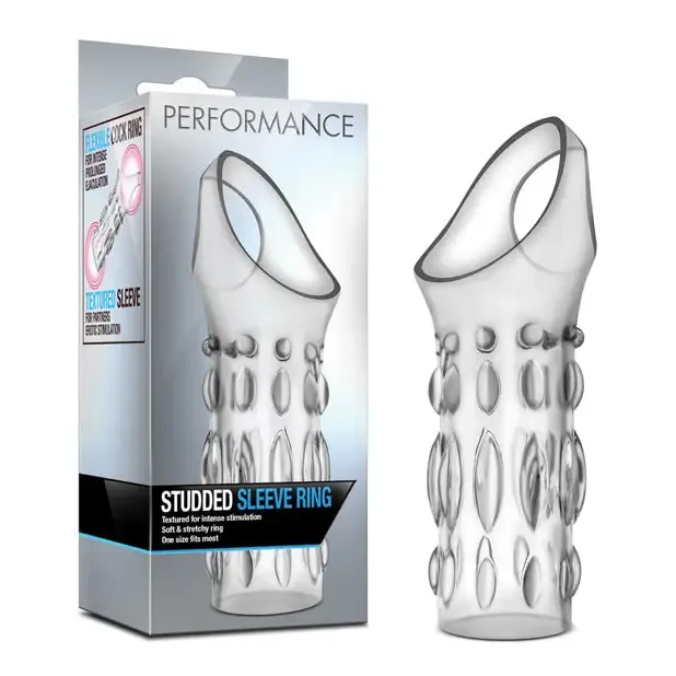 Blush Performance Studded Sleeve Ring Clear Blush Male Sex Toys