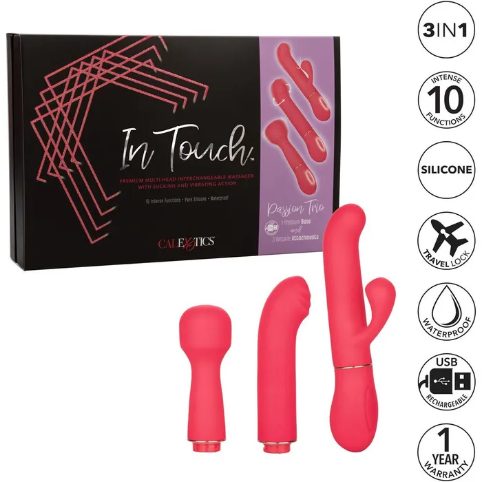 CalExotics Vibrators CalExotics In Touch Passion Trio Kit Interchangeable Vibrator Pink
