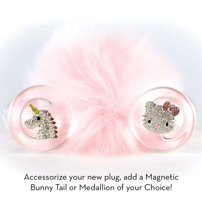 Crystal Delights Anal Pink Magnetic Sparkle Bunny Tail Plug