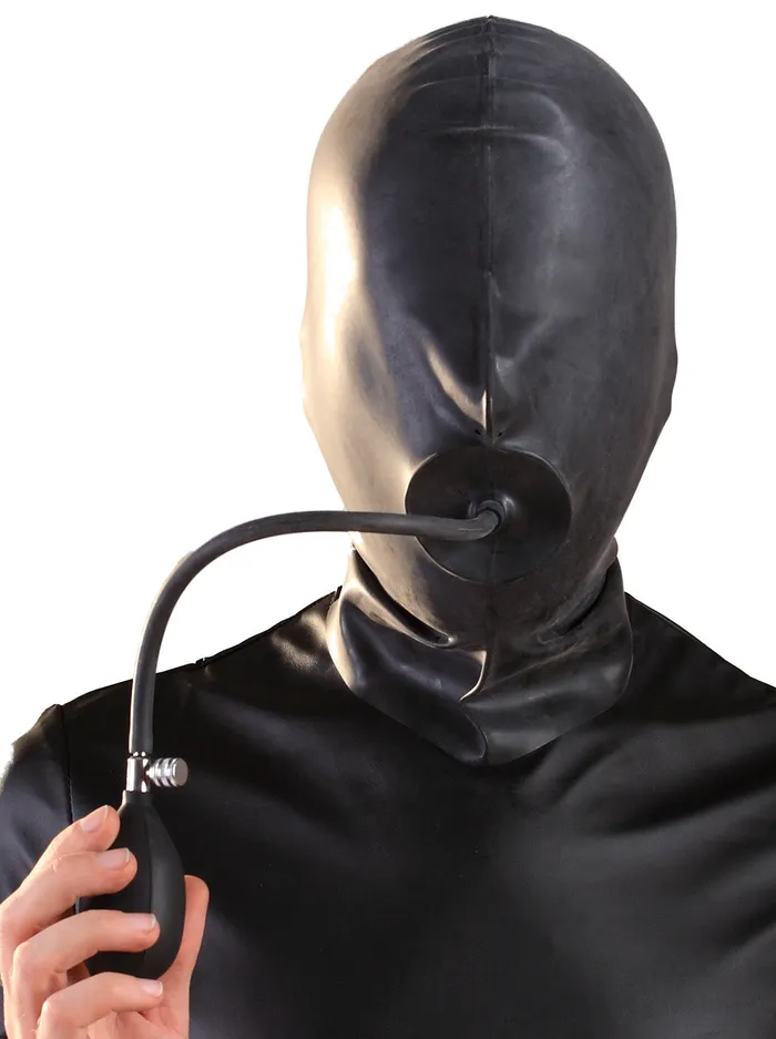 HonourSkintwocom Female Sex Toys Rubber Hood with Pump Up Gag in Black HonourSkintwocom Female Sex Toys Rubber Hood with Pump Up Gag in Black