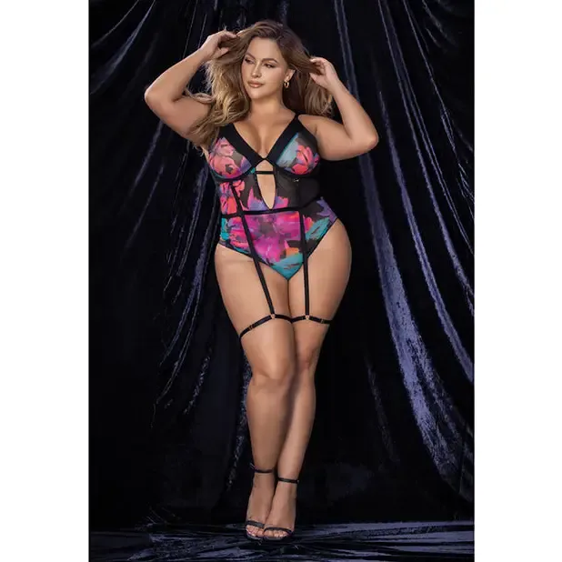 Mapale Vibrators Flower Print Mesh Underwire Teddy Wdetachable Garter Straps Multi Color Mapale Vibrators Flower Print Mesh Underwire Teddy Wdetachable Garter Straps Multi Color