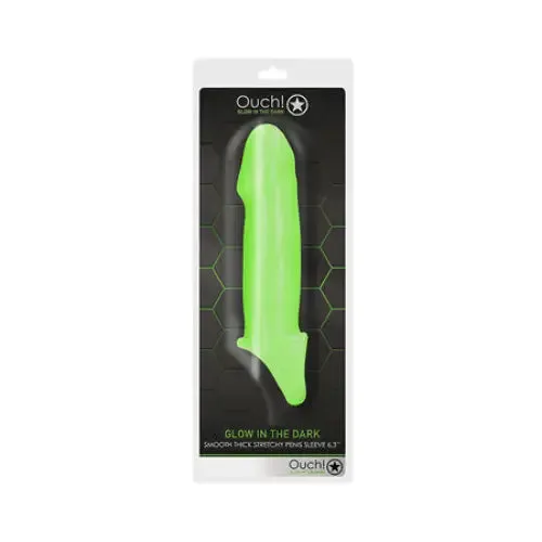 Ouch Glow in the Dark Smooth Thick Stretchy 63 in Penis Sleeve Neon Green SHOTS AMERICA Female Sex Toys Ouch Glow in the Dark Smooth Thick Stretchy 63 in Penis Sleeve Neon Green SHOTS AMERICA Female Sex Toys