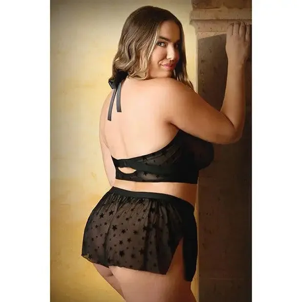 Vibrators Fantasy Lingerie Curve Nova Star Print Halter Top and Matching Shortie by Fantasy Lingerie