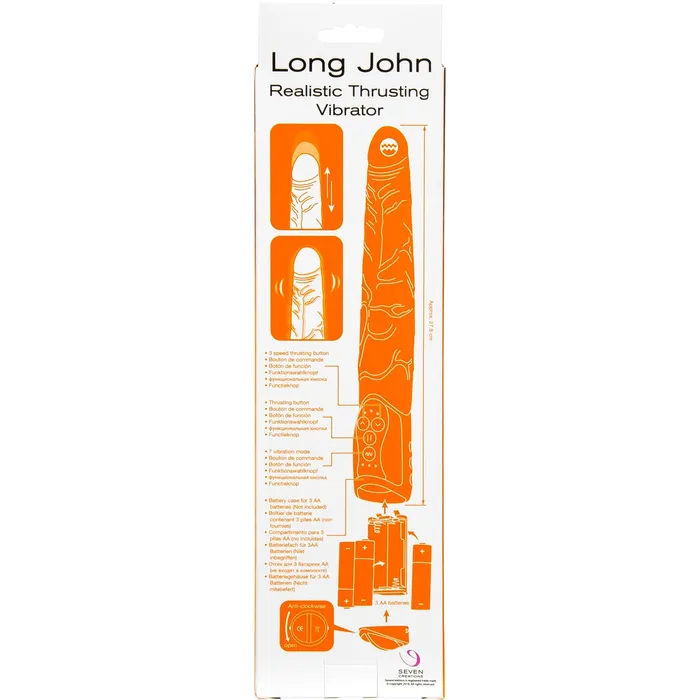 Vibrators Seven Creations Seven Creations Long John Thrusting Vibrator 11 Black