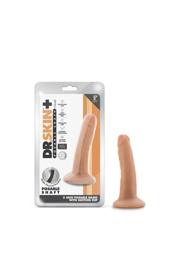 Blush Dildos Blush Novelties Dr Skin Plus 5 Triple Density Posable Dildo with Suction Cup Beige