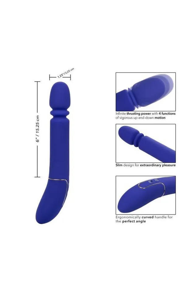 Cal Exotics Vibrators Cal Exotics Shameless Slim Thumper Thrusting Vibrator Blue