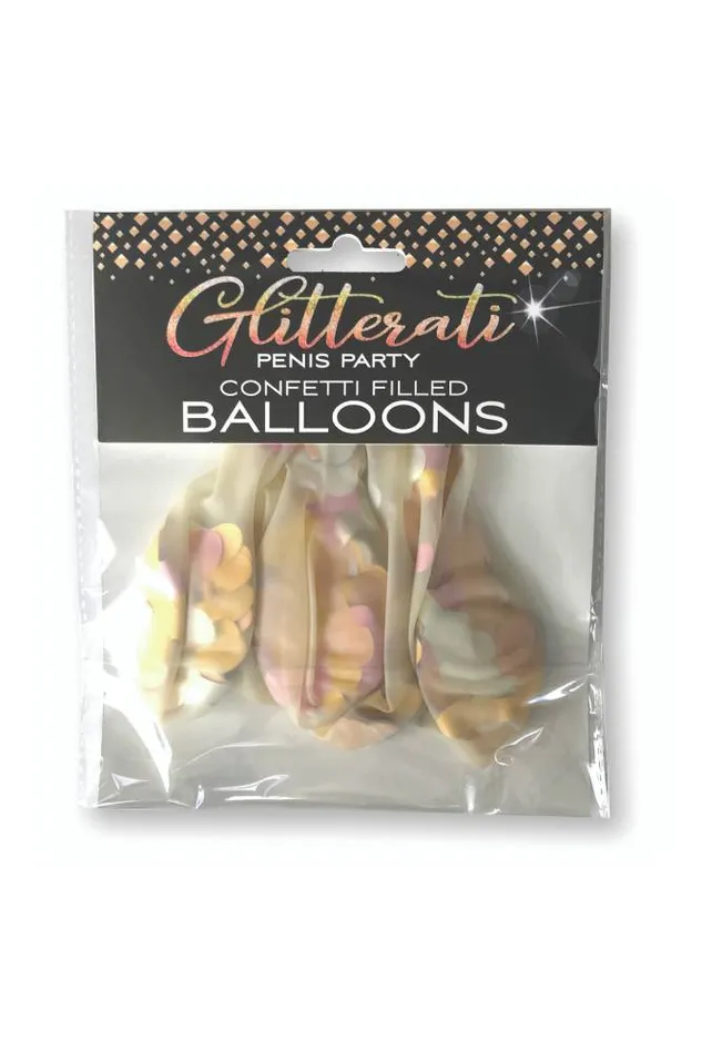 Little Genie Male Sex Toys Little Genie Glitterati Penis Confetti Filled Balloons Clear