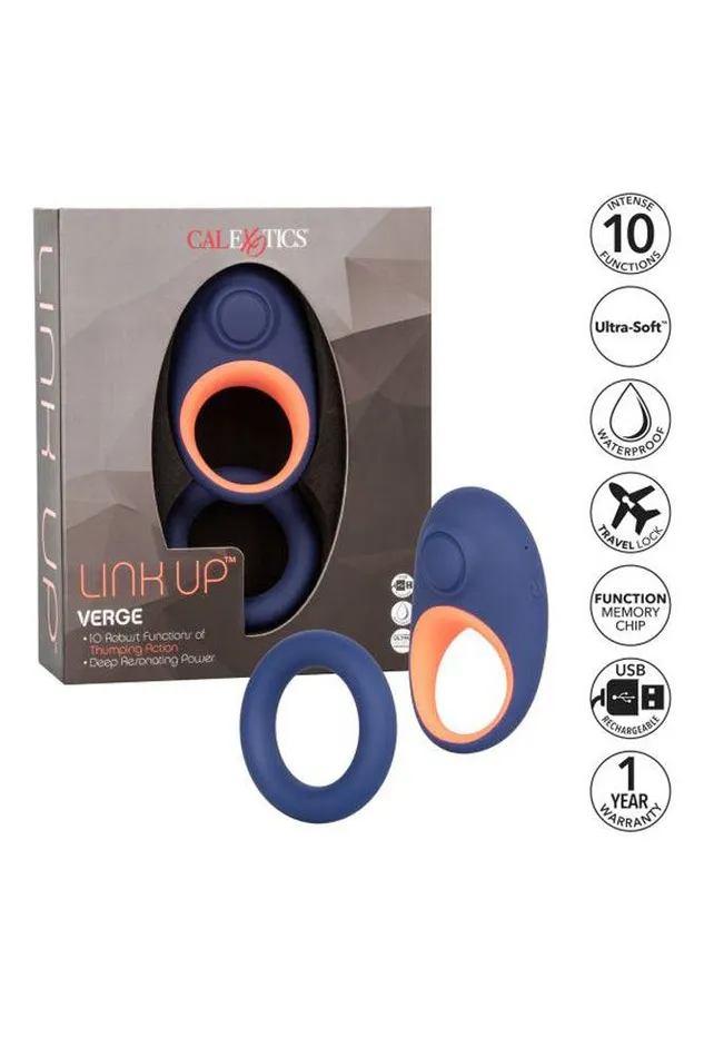 Male Sex Toys Cal Exotics Cal Exotics Link Up Verge Thumping Cock Ring Set Blue