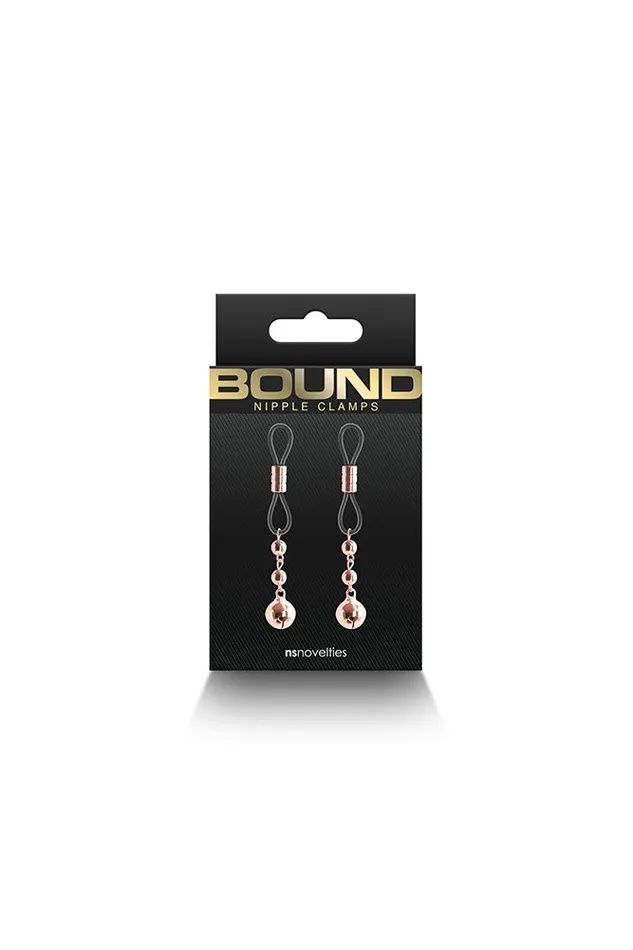 NS NOVELTIES Anal NS Novelties Bound Beaded Lasso Nipple Clamps Rose GoldBlack