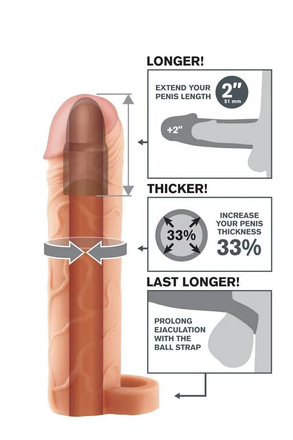 Pipedream Male Sex Toys Pipedream Fantasy Xtensions Perfect 2 inch Extension with Ball Strap