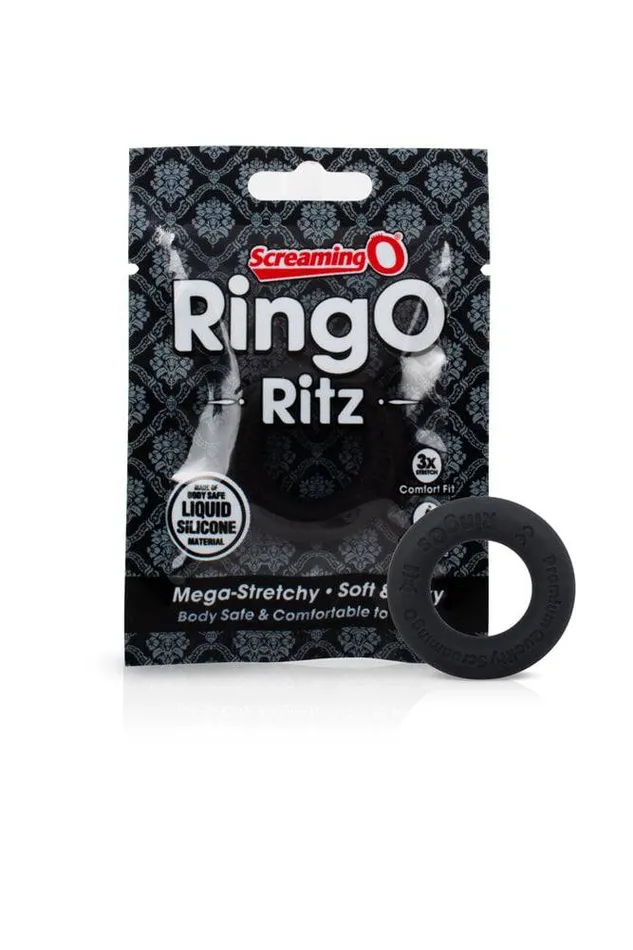 Screaming O Male Sex Toys Screaming O RingO Ritz Stretchy Silicone Cock Ring Black