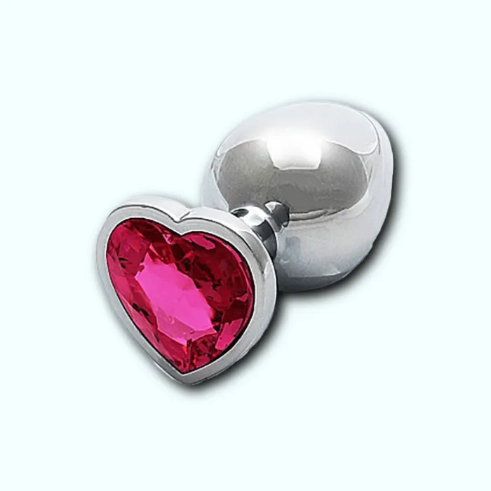 Shots Ouch Heart Gem Butt Plug Medium SilverRubellite Pink Shots Anal