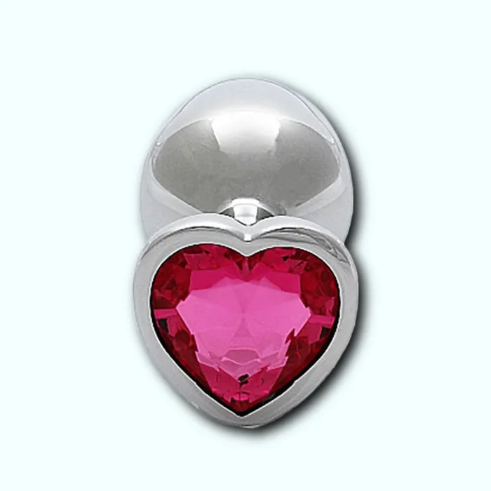 Shots Ouch Heart Gem Butt Plug Medium SilverRubellite Pink Shots Anal