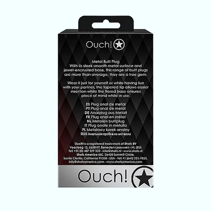 Shots Ouch Heart Gem Butt Plug Medium SilverRubellite Pink Shots Anal