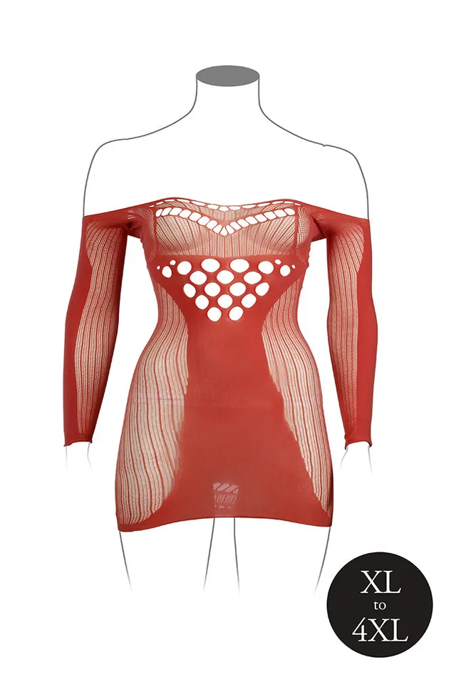 Shots Toys Male Sex Toys Shots Toys Le Dsir DES017X Long Sleeve Net Mini Dress Various Colors OSXL