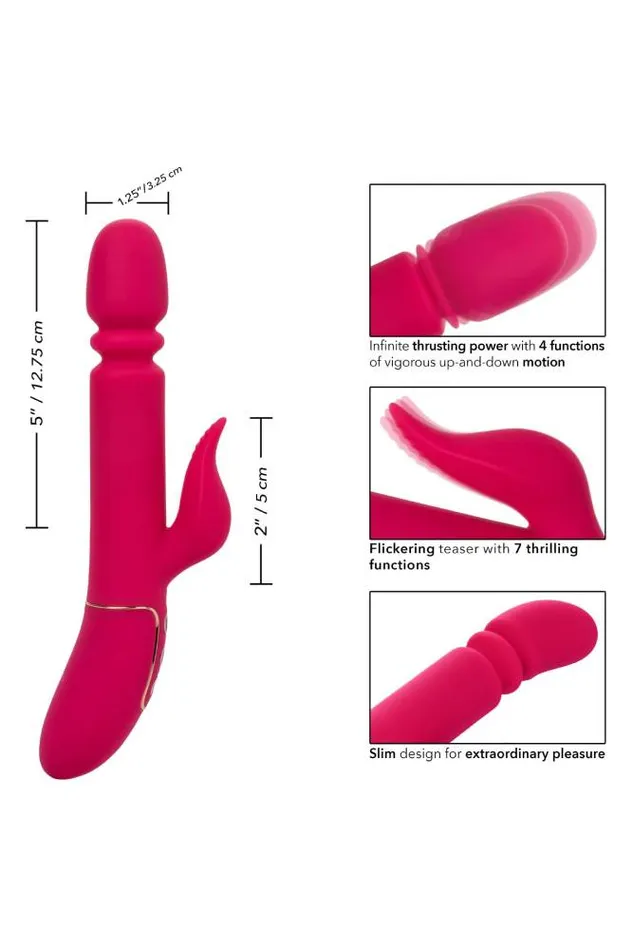 Vibrators Cal Exotics Cal Exotics Shameless Slim Charmer Thrusting Dual Vibrator Pink
