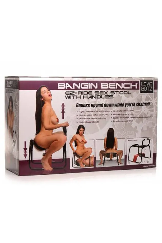 XR Brands Anal XR Brands Lovebotz Bangin Bench EZ Ride Sex Stool With Handles BlackRed